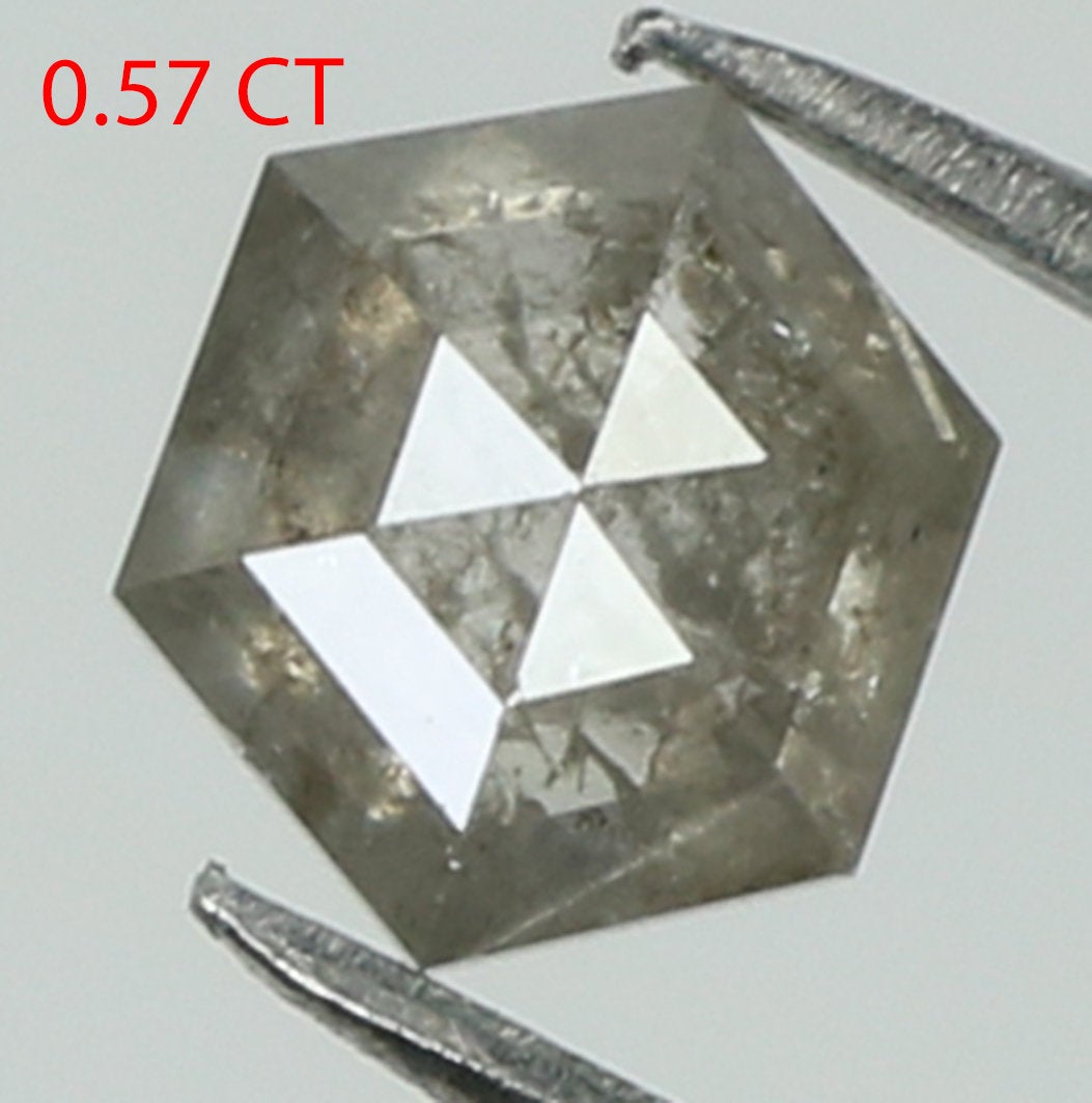 0.57 Ct Natural Loose Hexagon Shape Diamond Grey Color Hexagon Shape Diamond 4.70 MM Natural Loose Diamond Hexagon Rose Cut Diamond QL7965