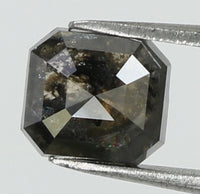 1.04 Ct Natural Loose Diamond Emerald Black Grey Salt And Pepper Color I3 Clarity 5.85 MM KDK1942