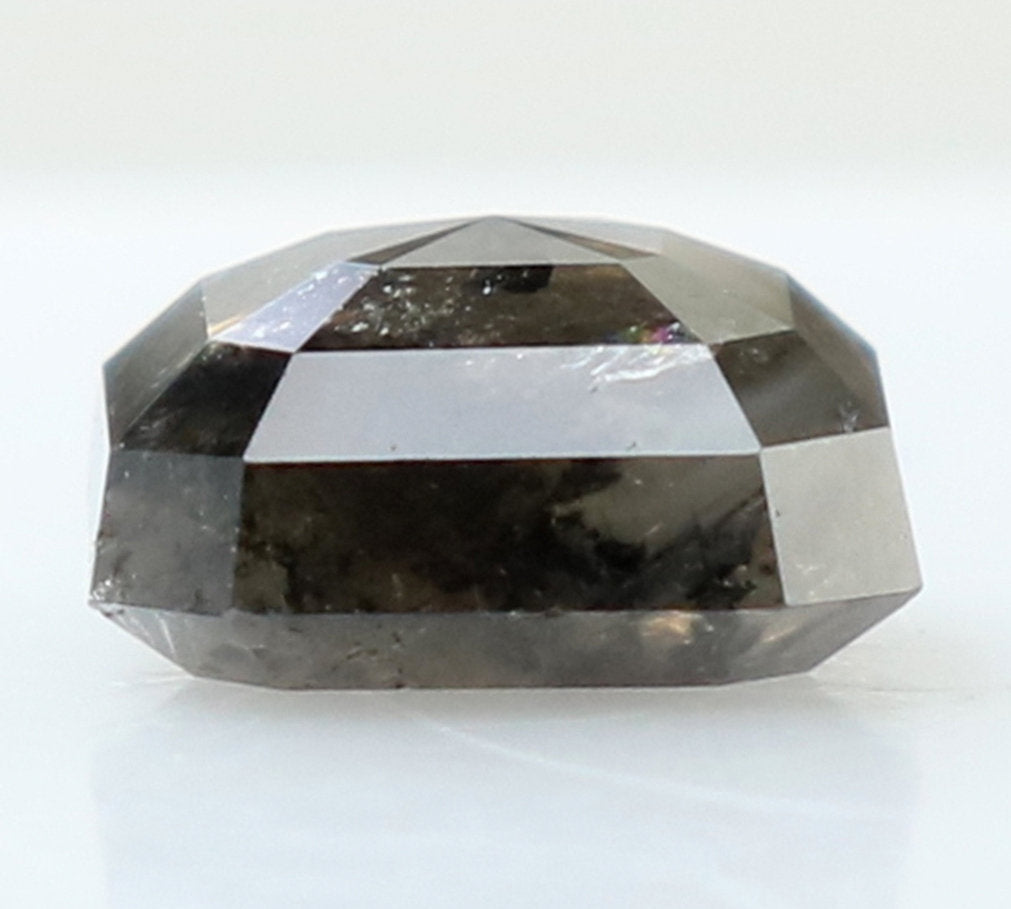 1.04 CT Natural Loose Emerald Shape Diamond Salt And Pepper Emerald Shape Diamond 5.85 MM Black Grey Color Emerald Rose Cut Diamond QK1942
