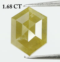 1.68 Ct Natural Loose Diamond Hexagon Yellow Color I3 Clarity 9.10 MM KDK1936