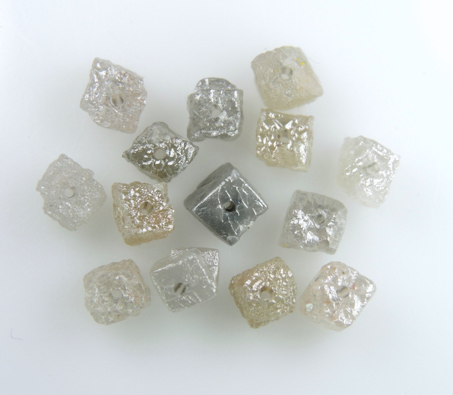 Natural Loose Diamond Rough Cube Mix Grey Color I3 Clarity 5 Pcs Lot 3.10 to 3.50 MM Q138