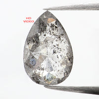 0.67 CT Natural Loose Diamond, Pear Diamond, Salt And Pepper Diamond, Black Grey Diamond, Pear Shape Diamond, Rustic Diamond KDL576