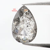 0.67 CT Natural Loose Diamond, Pear Diamond, Salt And Pepper Diamond, Black Grey Diamond, Pear Shape Diamond, Rustic Diamond KDL576